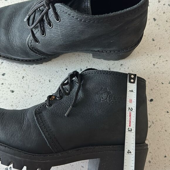 Havana Joe Black Oiled Leather Chukka Ankle Boots Women’s Block Heel Size EU 37 - Picture 7 of 12